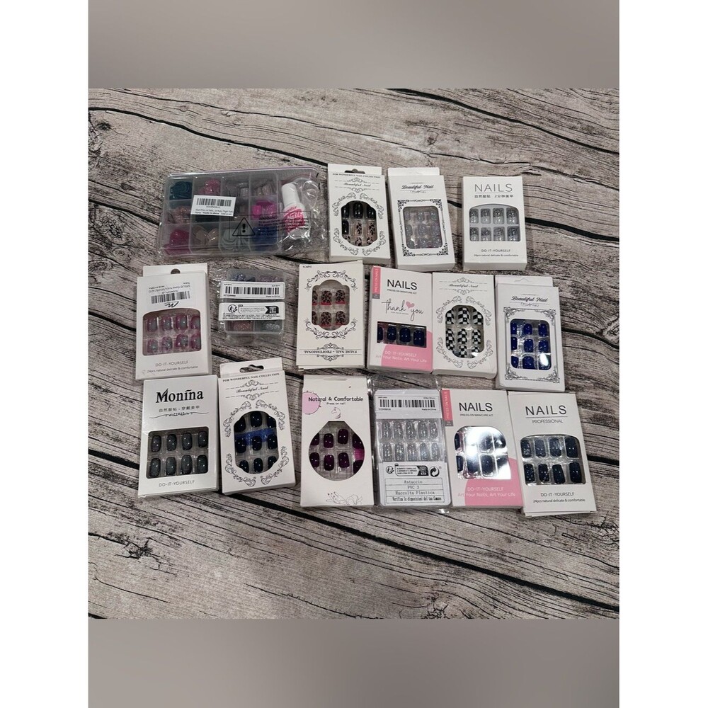 Lot of ~50 Sets New Press On Nails from Amazon, Temu, Squoval